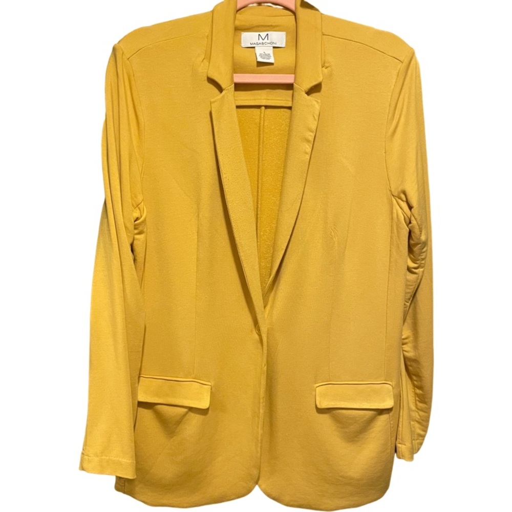 Magaschoni Yellow Knit Long Blazer EUC